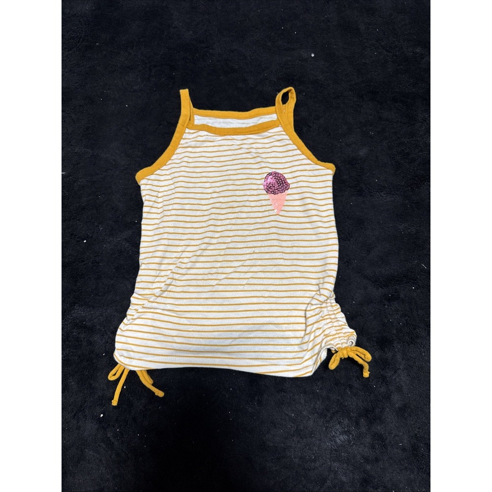 Wondernation Girls Size XS (4-5) Orange Ice Cream Tank Shirt